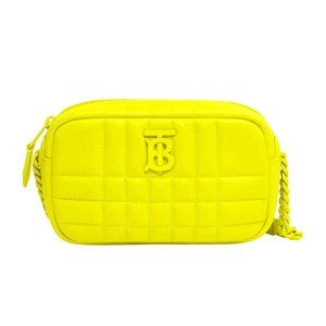 Burberry Mini Lola Quilted Leather Camera Bag Vivid Lime Women's Handbag - New!